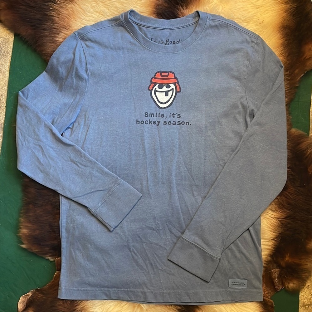 Life‎ Is Good Blue Long Sleeve Vintage Shirt
